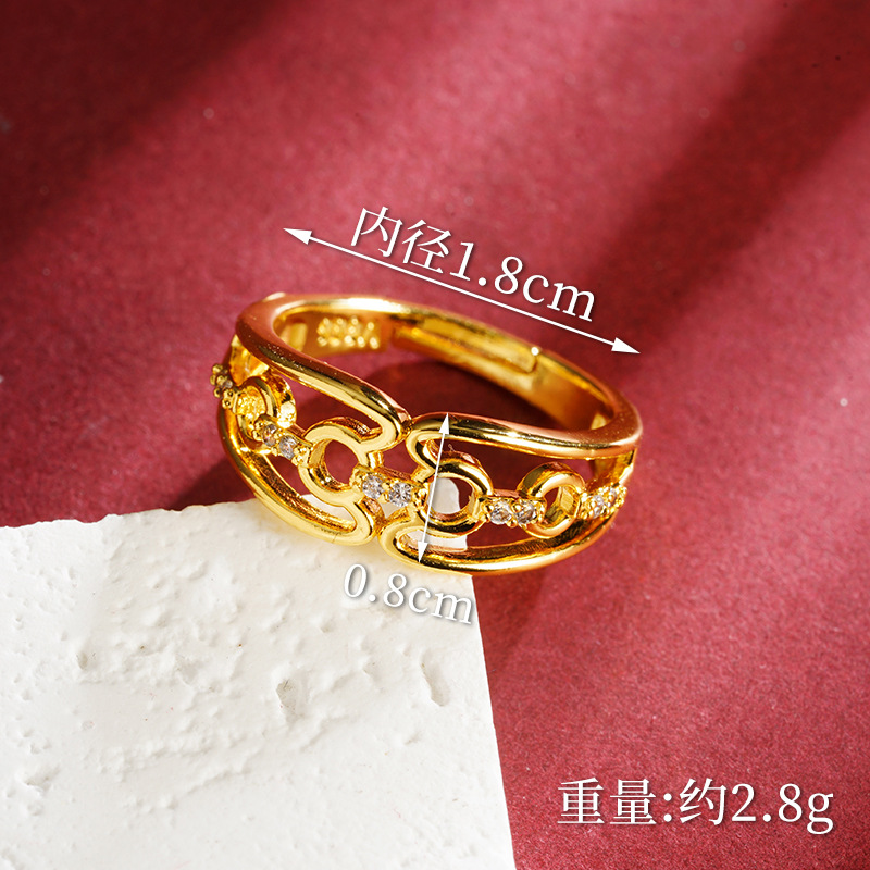 Anillo de mujer de oro de arena de Vietnam personalidad universal Europa y América simplificada viento transfronterizo fabricantes de joyería al por mayor
