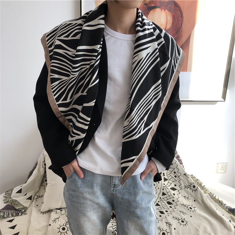 Chinese style 90-channel tight striped scarf professional suit commuter towel Mother's Day gift silk scarf shawl girl