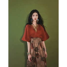 2025夏款敦煌风连衣裙异域风情度假裙泰国高级感油画风连衣裙