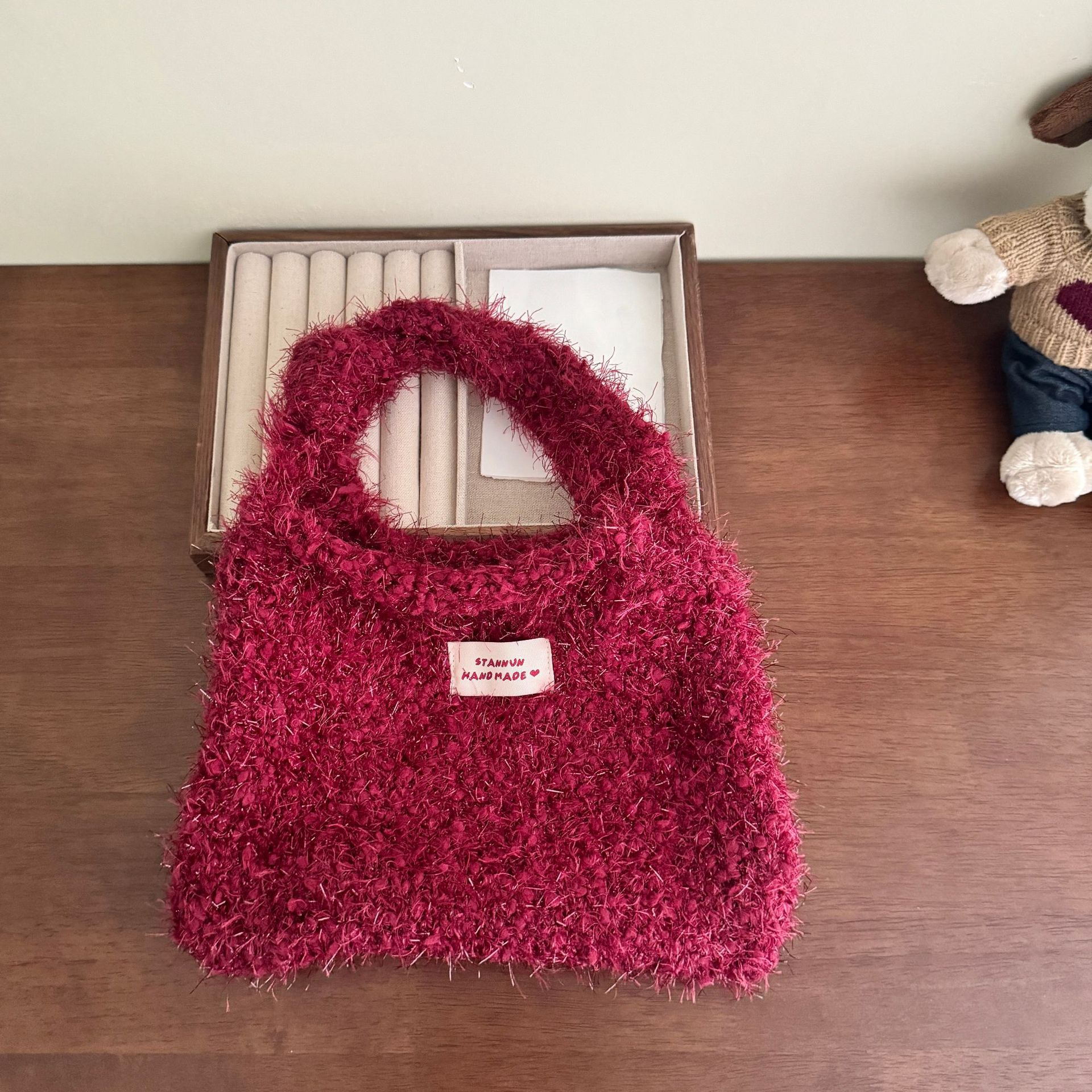 향신료 소녀 오목 모양  색상 우유 거의 반짝이는 작은 가방 틈새 디자인 손 가방 울 핸드백