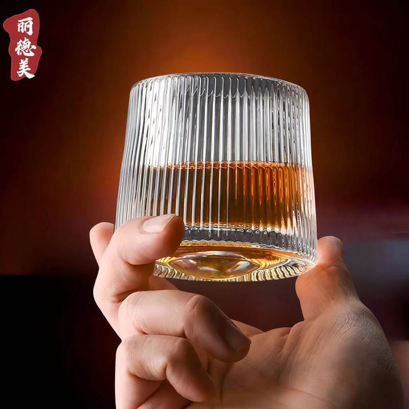 创意旋转威士忌酒杯ins风解压杯子水晶玻璃耐热咖啡玻璃杯洋|undefined