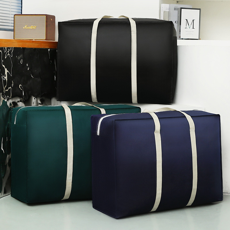 Storage Bag Quilt Clothes Luggage Packing Bag Large Capacity Solid Color Non-woven Fabric Moving Bag Portable Household Storage Bag