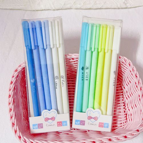 Boxed Morandi colored pens, gel pens, 6-piece set, student stationery, exam pens, office supplies, black signature pens
