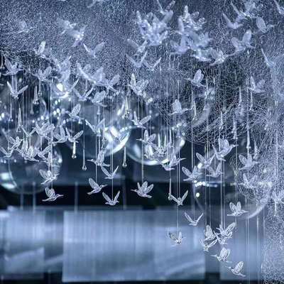 Direct selling Acrylic Hummingbird Wedding celebration transparent crystal Birds Home hotel Ceiling suspended ceiling decorate Bird Pendant