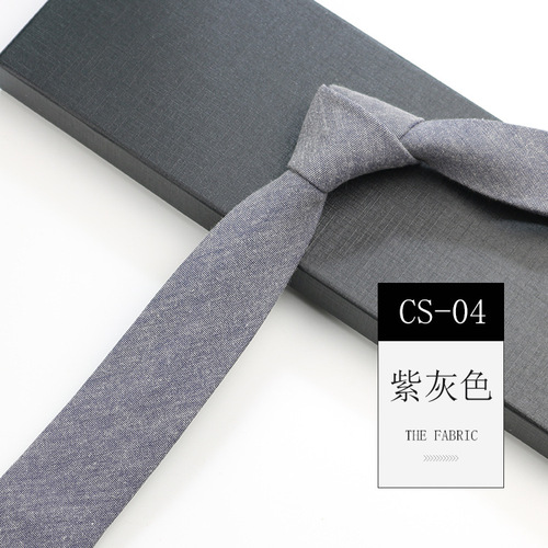 Men's Korean tie narrow 6cm hand-made cotton casual professional shirt literary simple women's college pure black tie