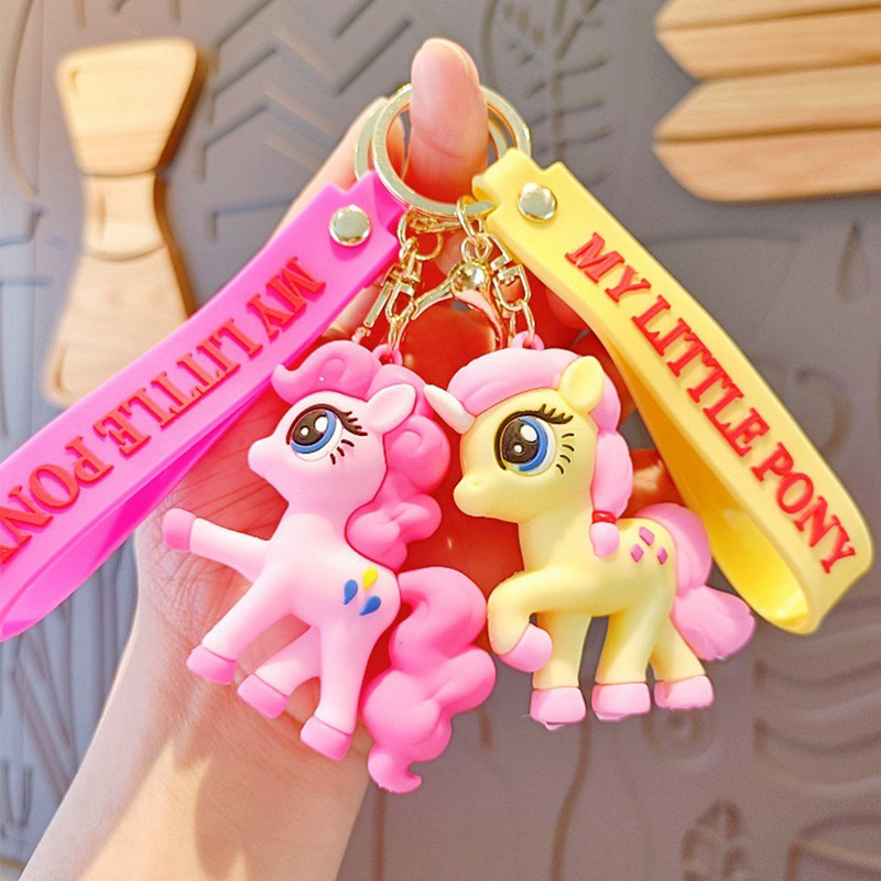 Cartoon Pony Polly Keychain Pendant Cute Unicorn Doll Female Backpack Car Key Chain Hanging Gifts