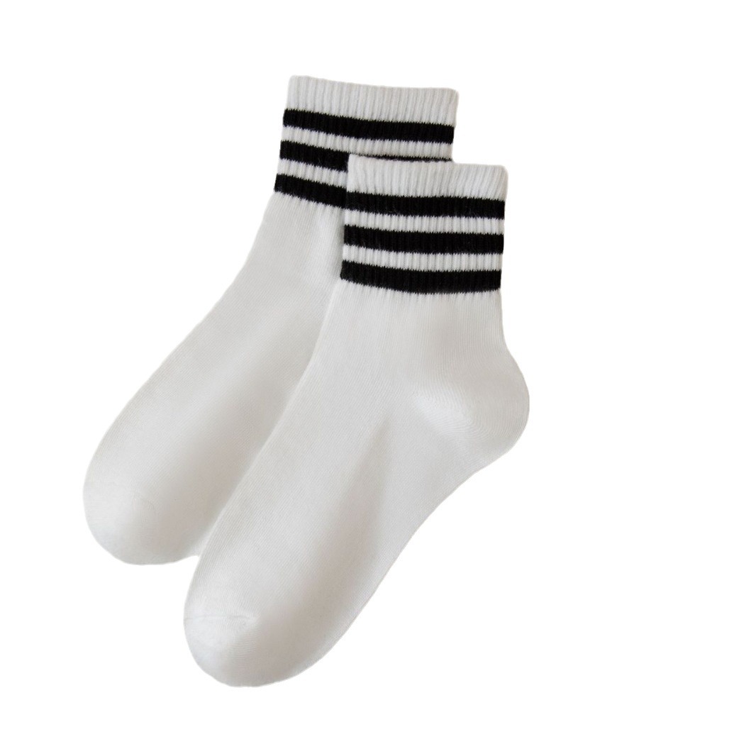 New men's and women's casual mid-tube Korean version of socks 100 College original style sports striped students mid-tube socks wholesale