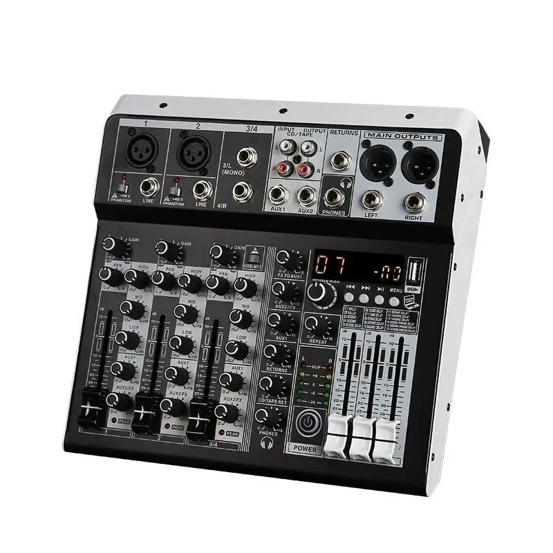 Ventas transfronterizas calientes pequeñas de 4 vías y 6 vías con mezclador Bluetooth etapa profesional USB mini resonador directo de fábrica