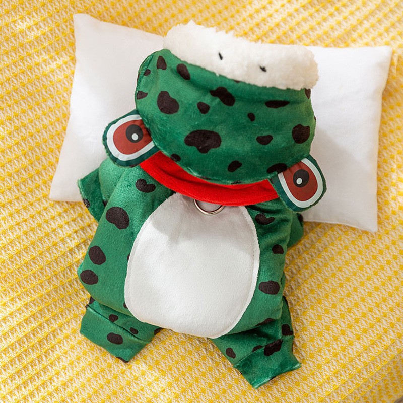 Otoño y invierno perros gruesos calentamiento lindo pequeño dinosaurio disfraz de vestir pequeño perro de cuatro patas felino ropa de mascotas