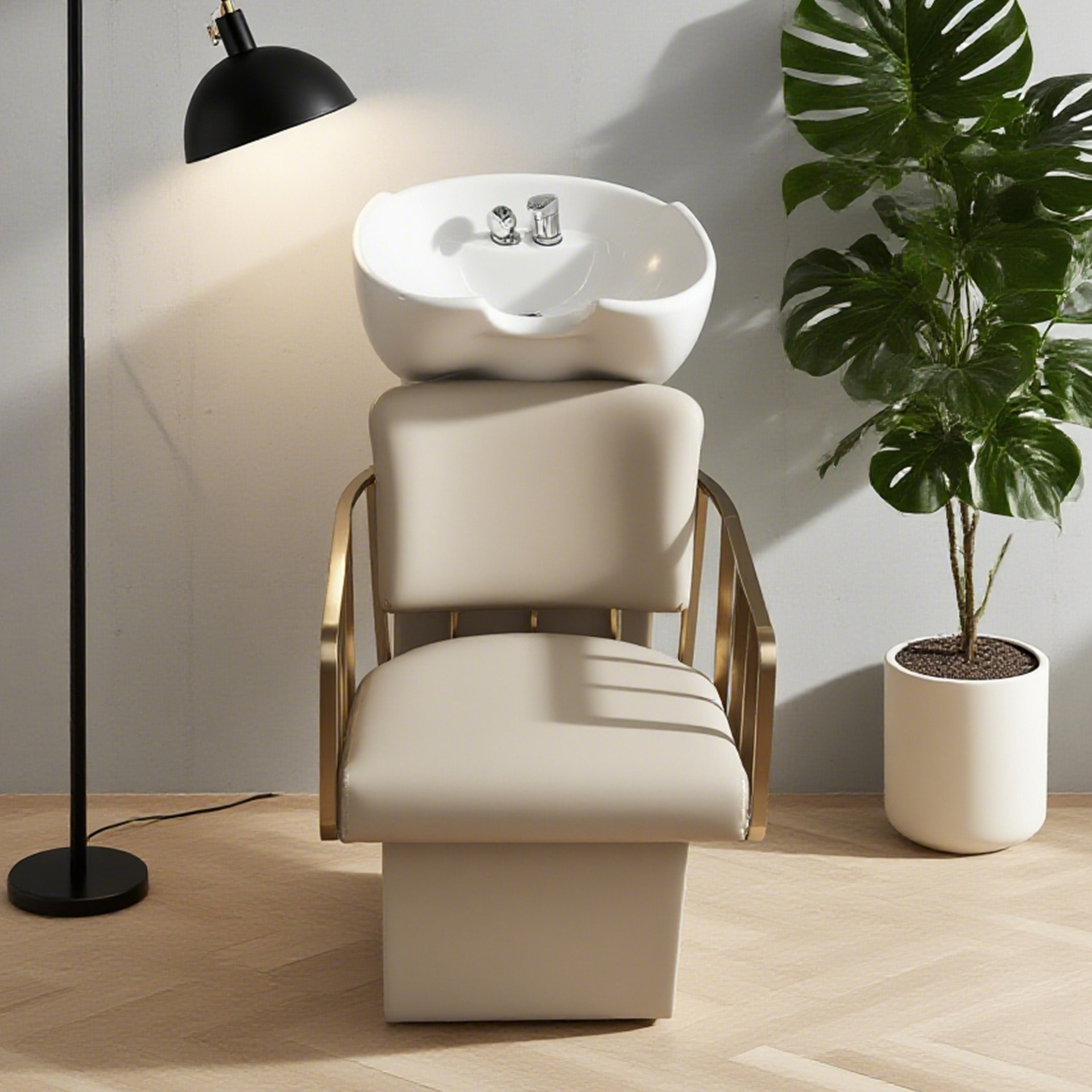 Salón de belleza japonés transfronterizo de alta calidad salón de belleza cama de lavado de cabello salón de belleza cama de lavado silla de cerámica cuenca