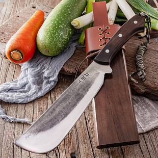 Hand-Forged Chopping Knife for Outdoor Use, Suitable for Cutting Trees, Bamboo, and Clearing Paths; Thickened for Chopping Bones and Vegetables; Portable Outdoor Knife
