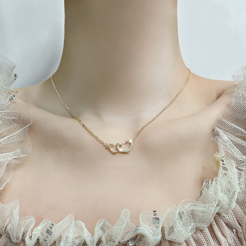 Elegant Heart Shape Copper Inlay Zircon Necklace display picture 6