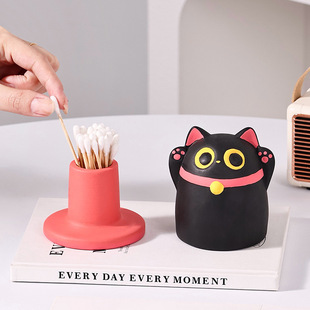 Black Cat Bell Style Toothpick Holder Light Luxury High-End 2025 New Toothpick Container Home High-Value Toothpick Jar Creative