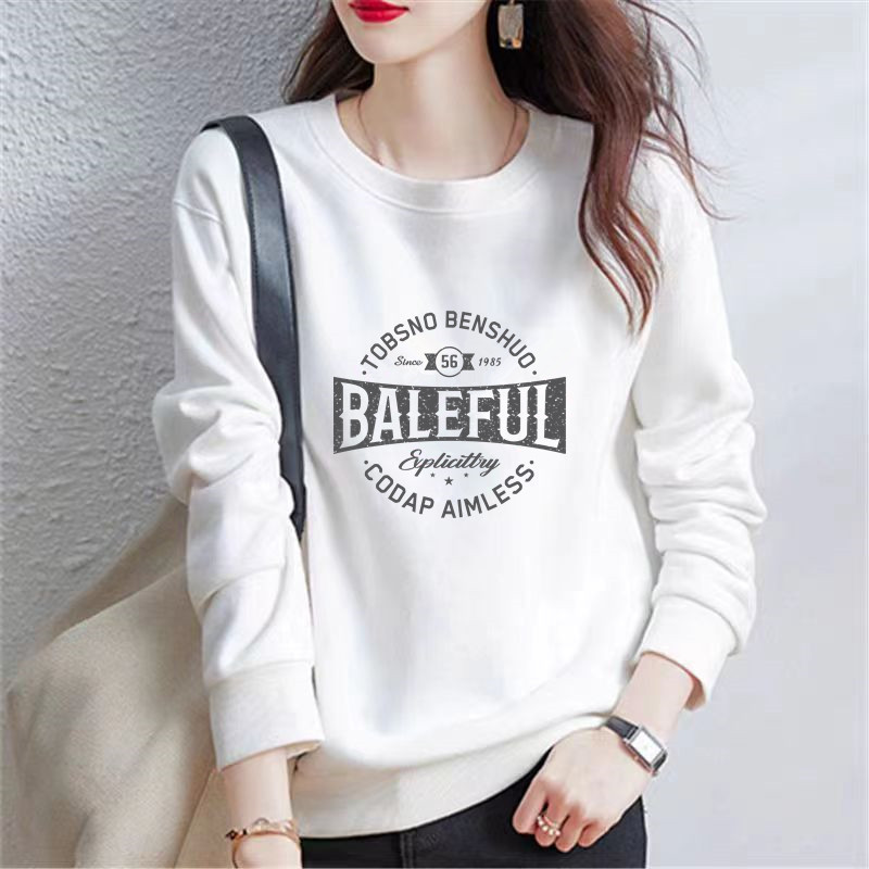 Autumn and Winter New Women's Cotton Sweatshirt 2026 Korean Style Women's Long-Sleeve Slim-Fit Round-Neck Sweatshirt Base Shirt Wholesale Autumn and Winter New Women's Cotton Sweatshirt 2026 Korean Style Women's Long-Sleeve Slim-Fit Round-Neck Sweatshirt Base Shirt Wholesale