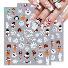 5Dクリスマスネイルステッカーヘラジカクリスマスツリー老人プレゼントクリスマスイブ装飾爪ステッカーバックゴム