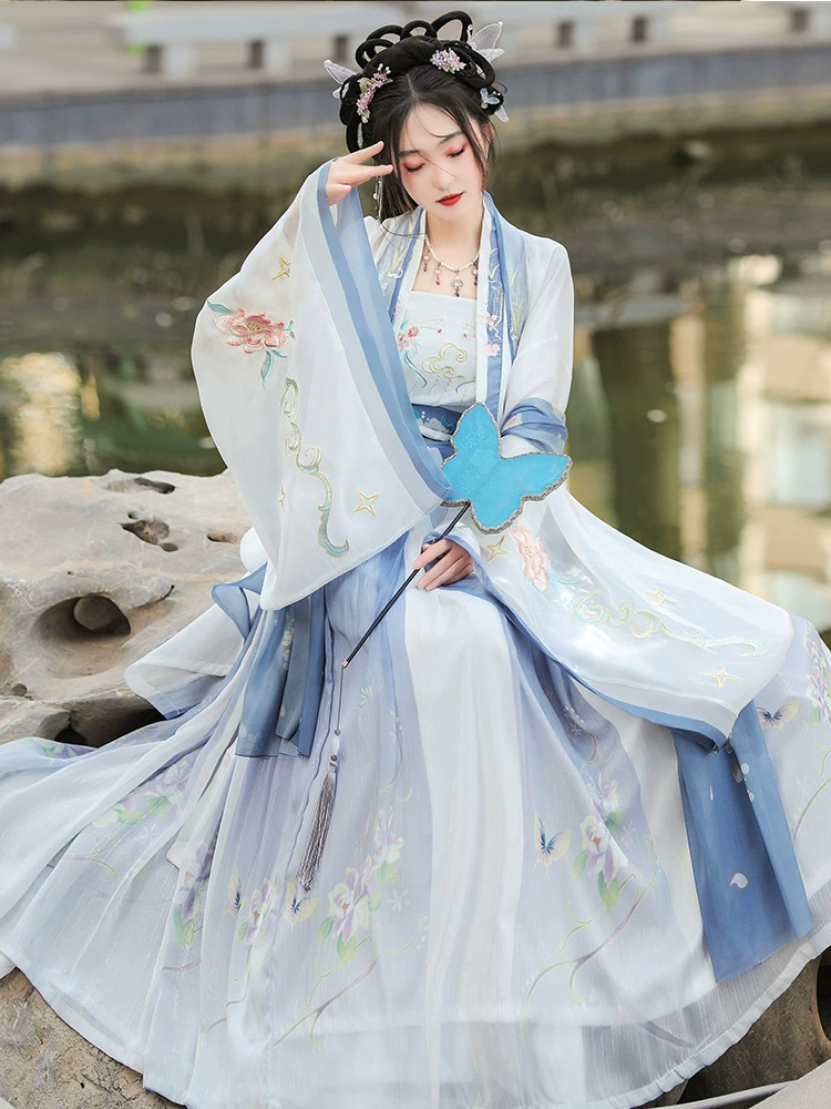 Han Yu Kui Song Song Han Fu New Original Hua Butterfly Summer China Wind Qi талия рубашка с большими рукавами улучшена супер-сказочный костюм