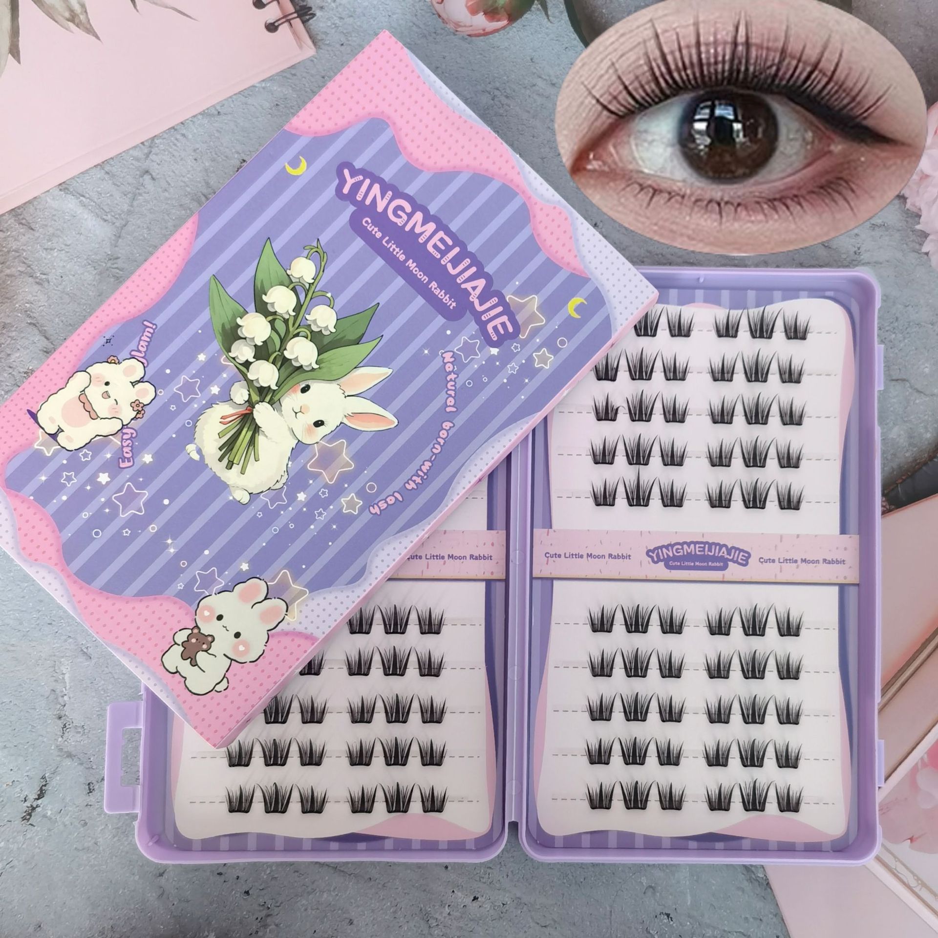 20 filas de paquete de caja de regalo de pestañas falsas transfronterizas, pestañas falsas densas, pestañas falsas sin pegamento.