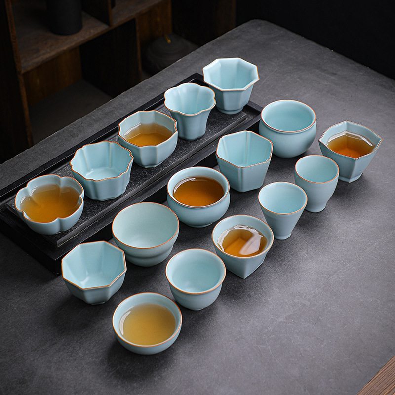 Ruyao teacup master Single cup ceramics Tea cup Tea cup Celadon Ru Kung Fu Tea tea set Tea cup