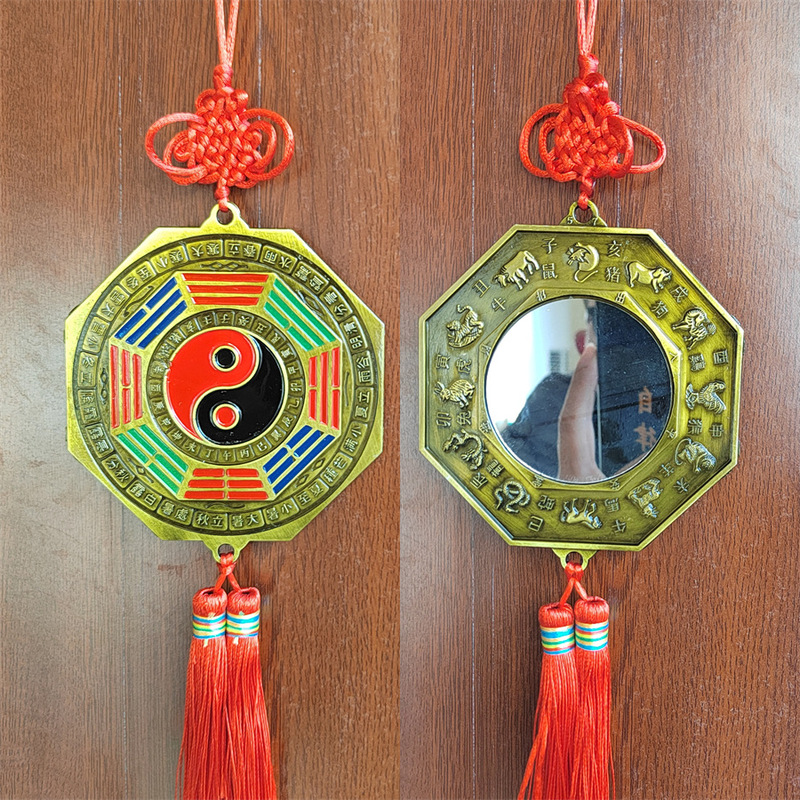 Feng shui supplies color alloy bagua mirror pendant wholesale 24 solar terms 12 zodiac tai chi yin and yang bagua mirror