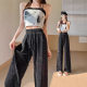 Hot Diamond Sparkling Wide-leg Pants Spring and Summer Thin Bright Silk Diamond-encrusted Loose Casual Pants Women's High Waist Slimming Pants
