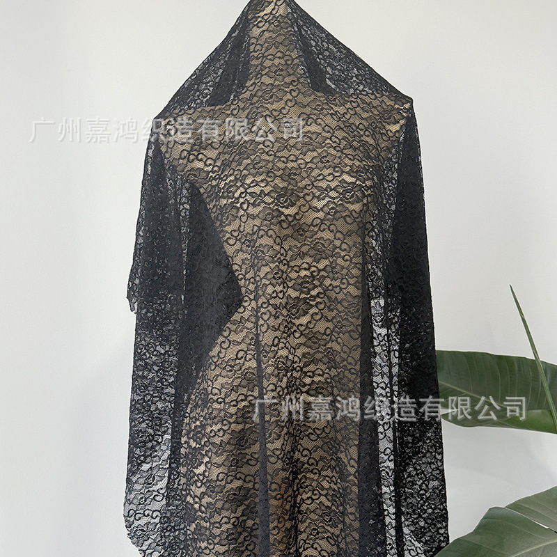 Tejido de encaje de flores pequeñas, encaje elástico de poliamonio, vestido, ropa de mujer, tela de fondo en stock