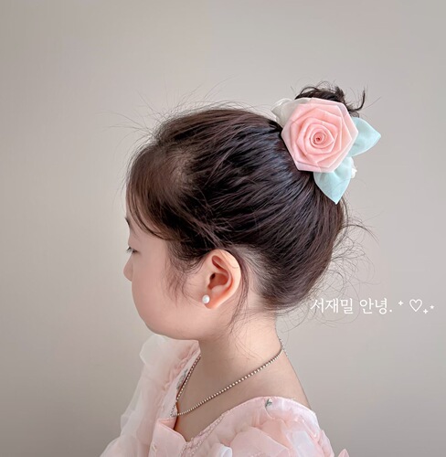 New chiffon temperament flower children's hair tie parent-child satin large intestine ring hair rope headband