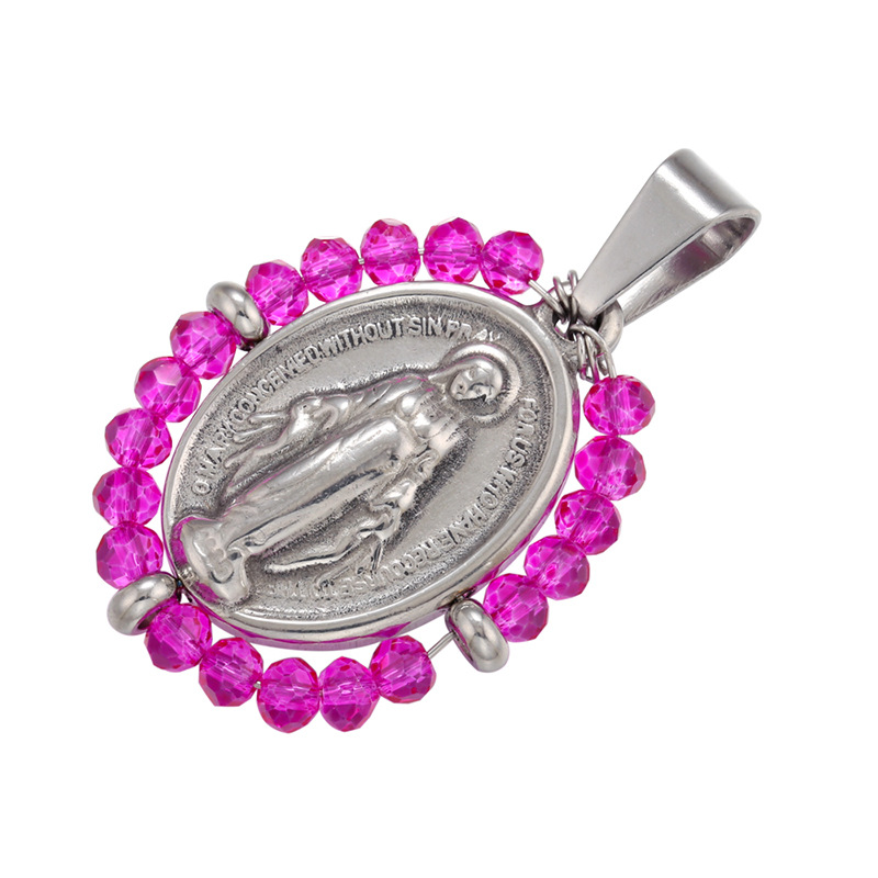 8g Weight 0.03µm Gold Plating Thickness Electroplating Gold Plating Process Pendant Jewelry Making Type 18K Gold Plated Plating Material Copper Material Virgin Mary Pattern Plating Craft White, Purple, Green, Gold, Black Color Copper 18K Gold Plated 13