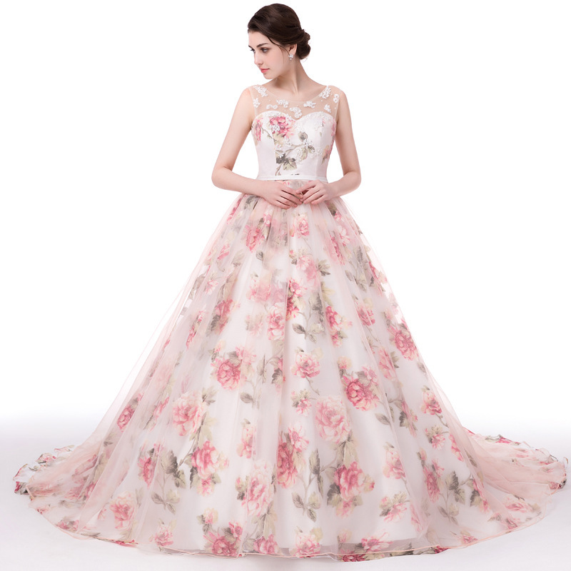 Evening Dress Princess Gown Dreamy Forest Floral Dress 2025 New Summer Long Train Wedding Annual Party Dress