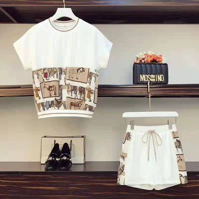 Женский Повседневный Спортивный костюм больших размеров 2023, Летний Новый Плюс Толстая девушка, свободный комплект из двух предметов для похудения