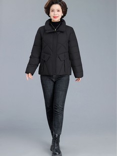 2024 new winter short middle-aged and elderly thickened hooded down cotton-padded jacket women's warm fashion western style cotton-padded jacket
