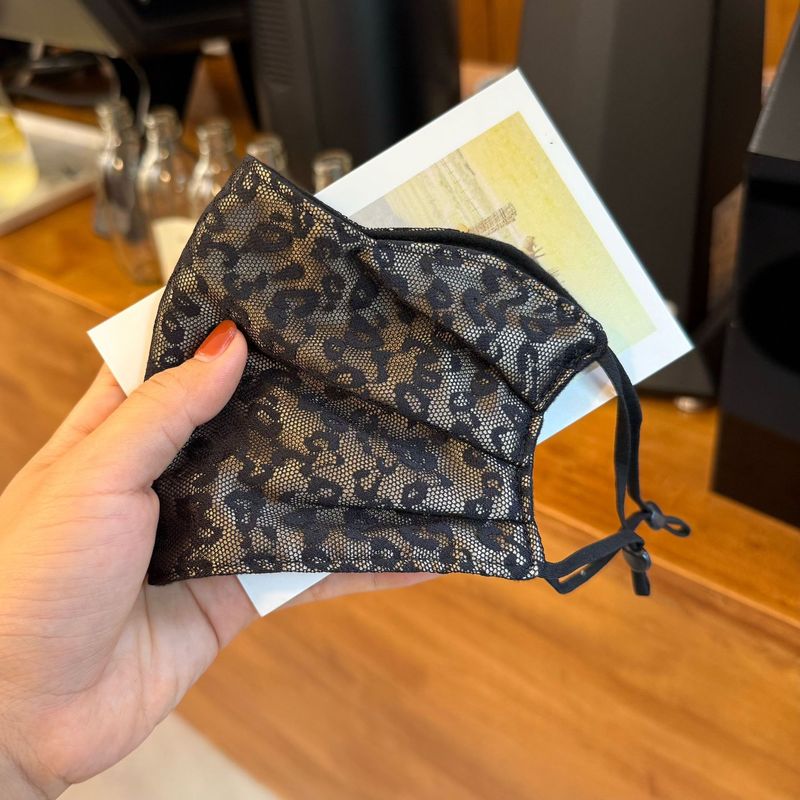 冬季蕾丝加厚保暖豹纹防晒面罩透气大版护眼角口罩弹力面纱高颜值|undefined
