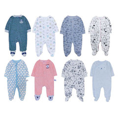 秋冬新款新生兒長袖連體衣嬰幼兒包腳長爬寶寶毛巾布哈衣外貿批發