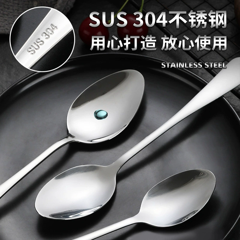Серебряная нержавеющая сталь для домашнего использования Korean ложка для кофе, венчик, нержавеющая сталь AISI 304, увеличенная толщина