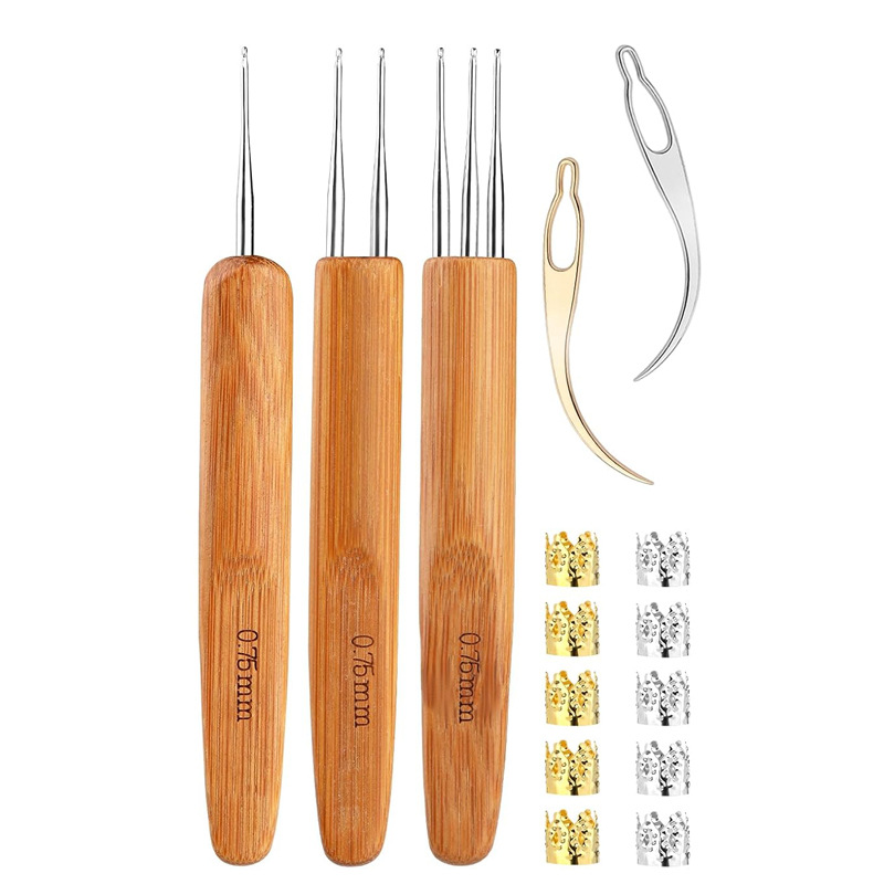 假发钩针 单钩 双钩 0.5-0.75脏辫编织器 假发编织工具dreadlock