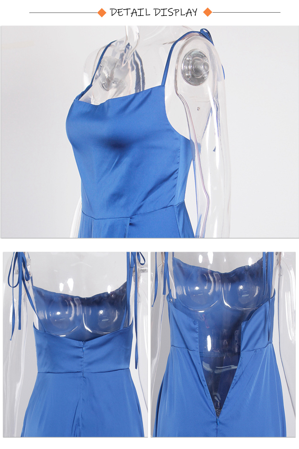 Women's Evening Dress Satin Square Neck Split Long Prom Gown_voghion.com