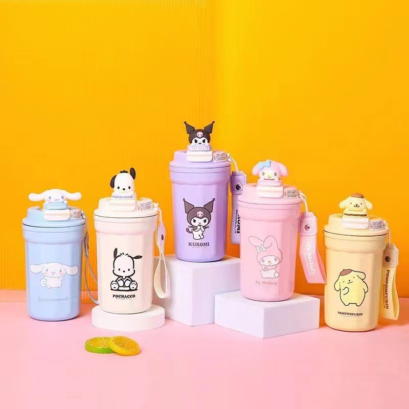 Cartoon 304 Stainless Steel Coffee Cup for Kidsren, Sanrio Student Cute Thermos Cup with Strap, Portable Water Cup Cartoon 304 Stainless Steel Coffee Cup for Kidsren, Sanrio Student Cute Thermos Cup with Strap, Portable Water Cup
