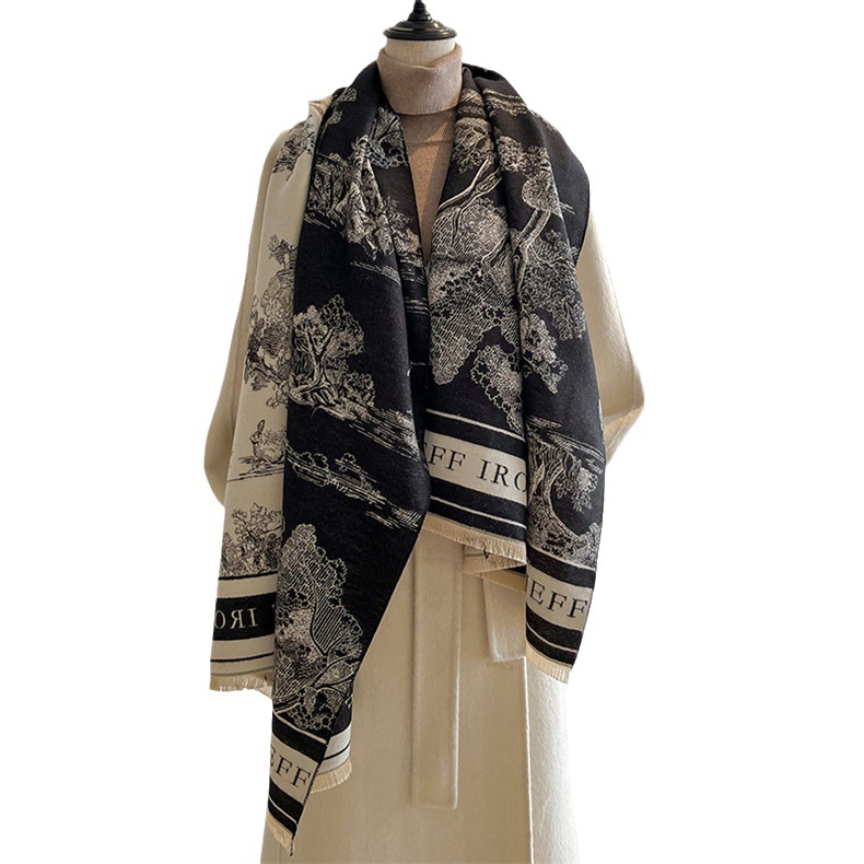 Nuovo Jacquard per Sciarpa Versatile, Scialle Caldo in Cashmere, Sciarpa in Stile Invernale_voghion.com