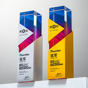 New Creative Crystal Trophy Production High-End Metal Crystal Trophy Outstanding Employee Annual Meeting Competition Creative Trophy