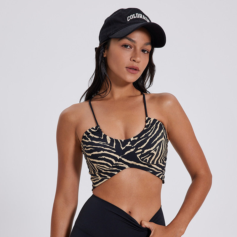 U gran pecho impresión de leopardo Europa y América sexy sujetador deportivo de belleza de espalda ropa interior acondicionadora chaleco de yoga de secado rápido