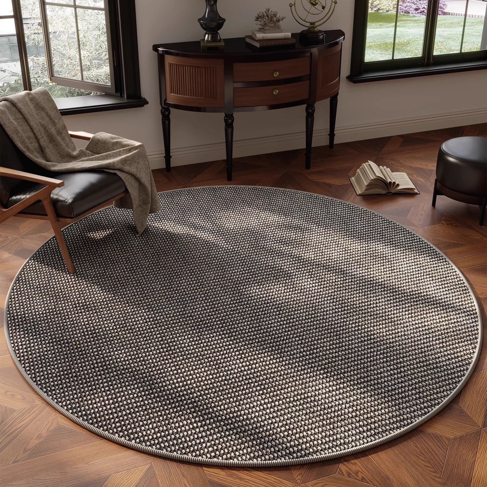 Alfombra minimalista en blanco y negro para dormitorio de hombre: 8 mm de grosor, antideslizante, para salón, decoración de cabecero digna de Instagram