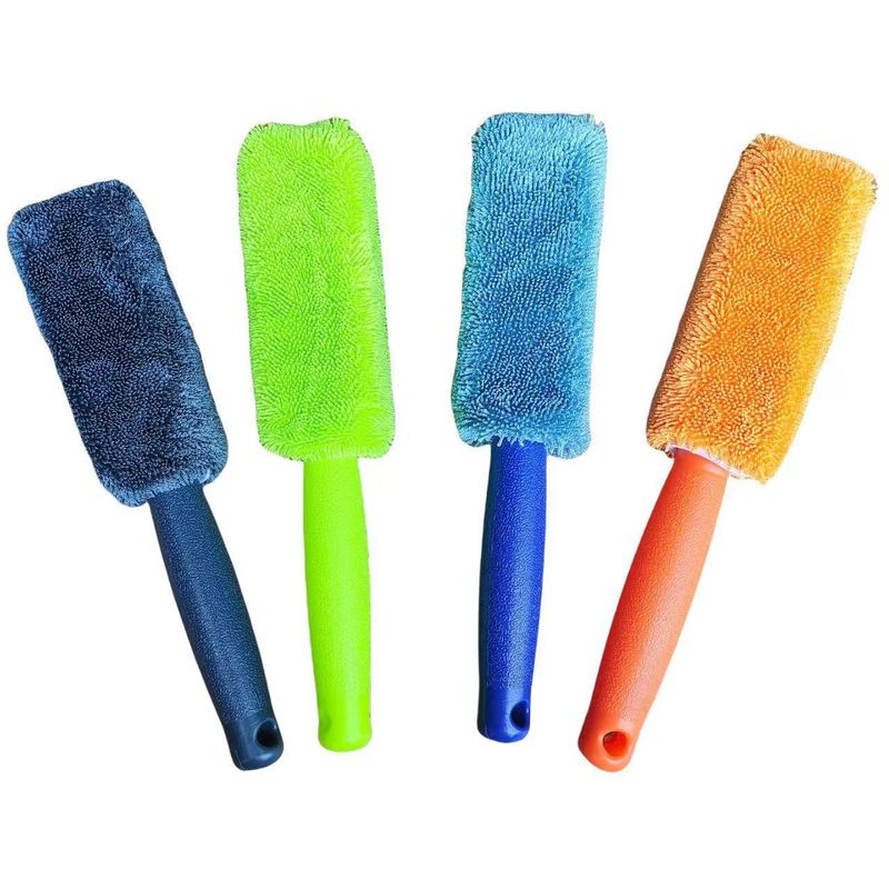 Microfiber long handle car tire washing brush wheel brush small braid cloth can be suspended car tire cleaning brush