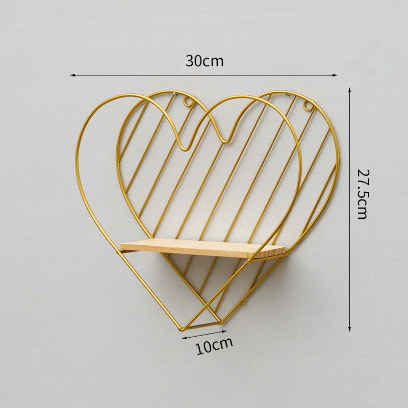 Estante Decorativo de Pared de Hierro y Madera Estilo Nórdico para Sala de Estar