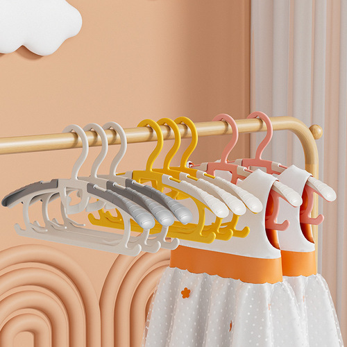 Children's clothes hanger, baby non-slip retractable clothes drying rack, wide shoulder seamless hanging storage clothes hanger