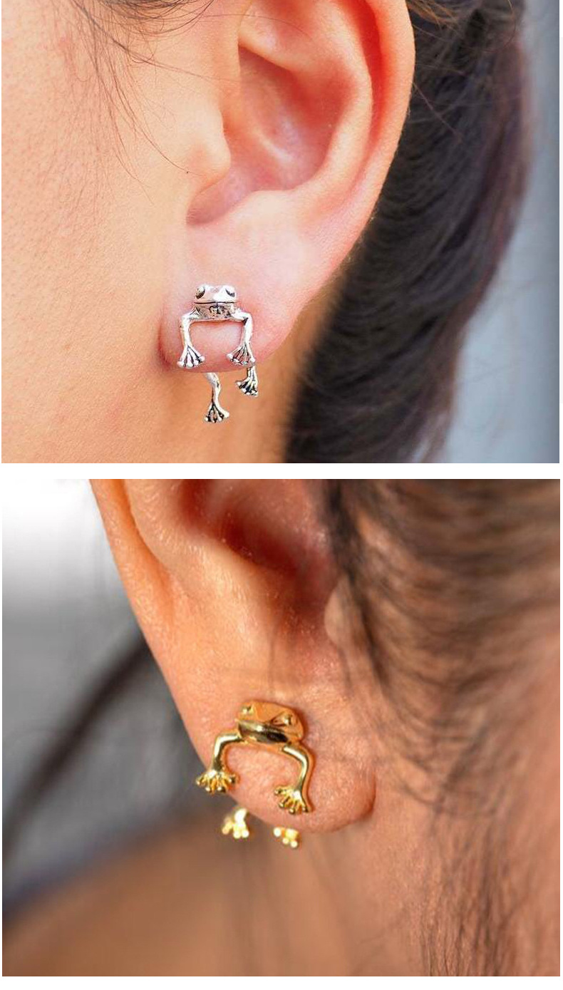 1 Piece Cute Frog Plating Alloy Ear Studs display picture 1