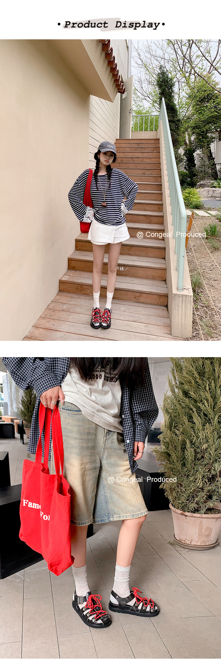 Sandal nữ đế dày dệt quai chéo phong cách La Mã, mũi bít khóa thắt lưng — màu nâu chi tiết 10