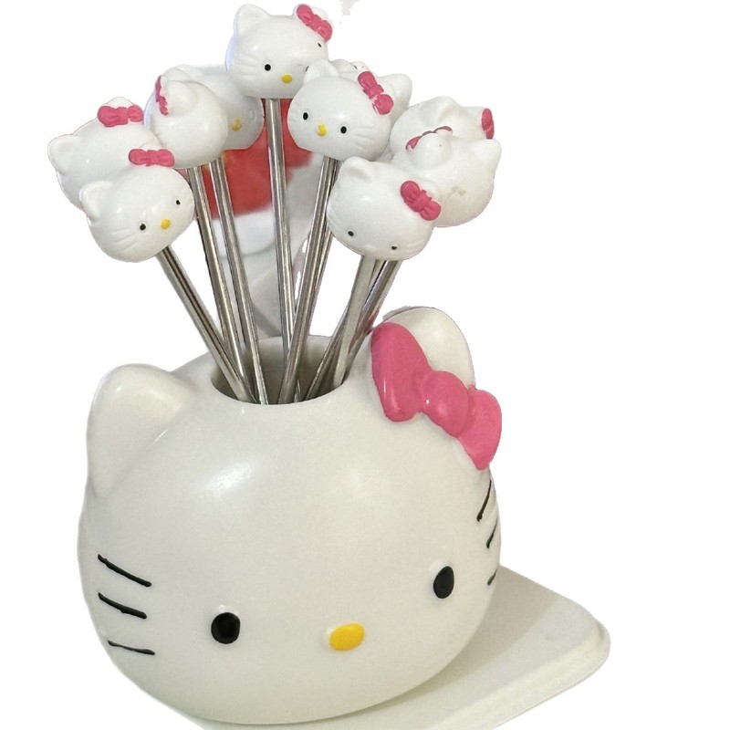 KT フルーツフォーク かわいいフルーツフォーク ステンレス鋼 フルーツピック 収納瓶 子供用 安全 家庭用|undefined