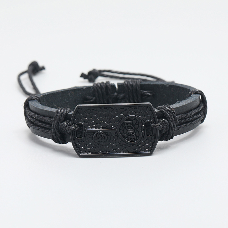 European and American Jewelry CrossBorder Rock Punk Couple Leather Bracelet Personality Design Layered Retro Woven Leather Braceletpicture1