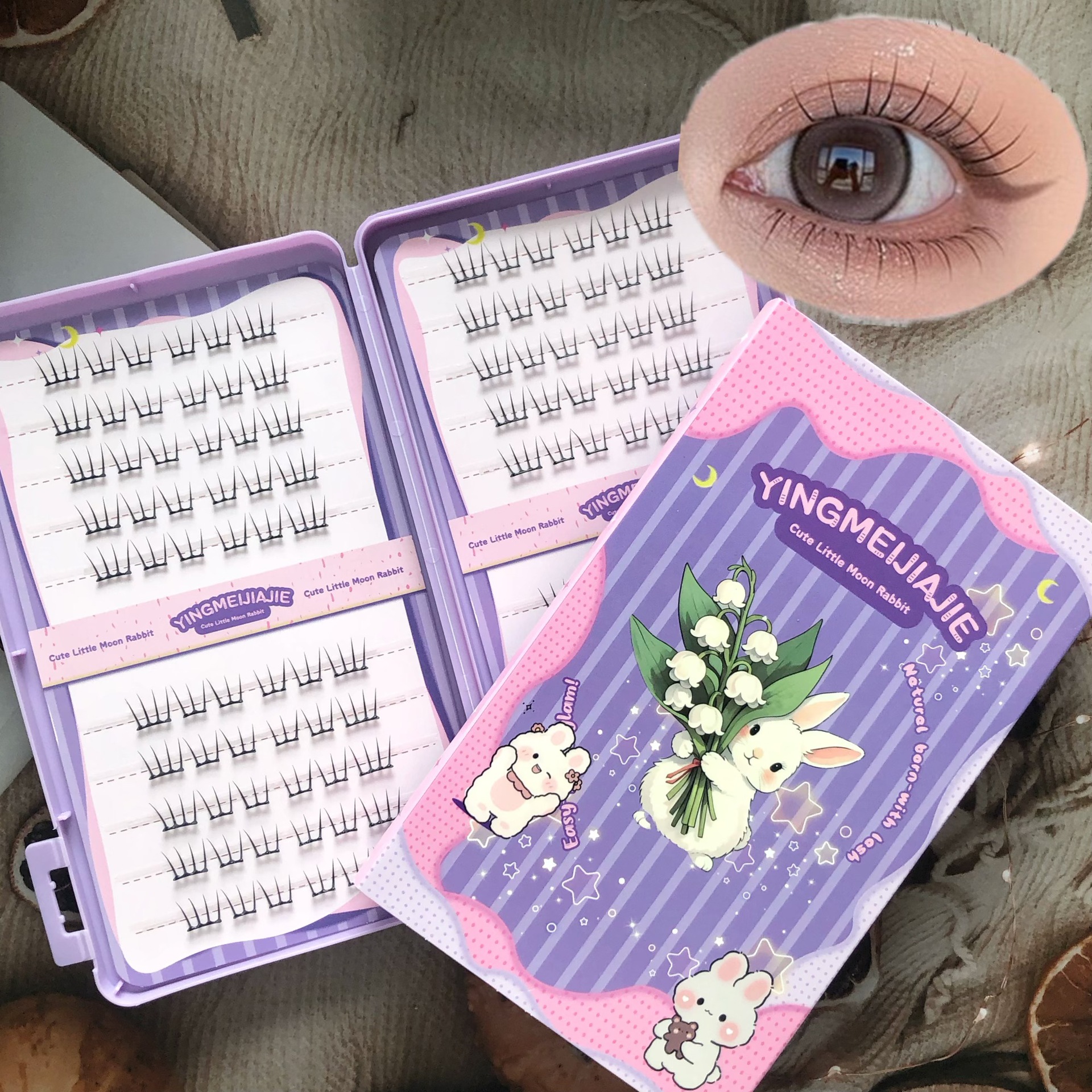 20 filas de paquete de caja de regalo de pestañas falsas transfronterizas, pestañas falsas densas, pestañas falsas sin pegamento.