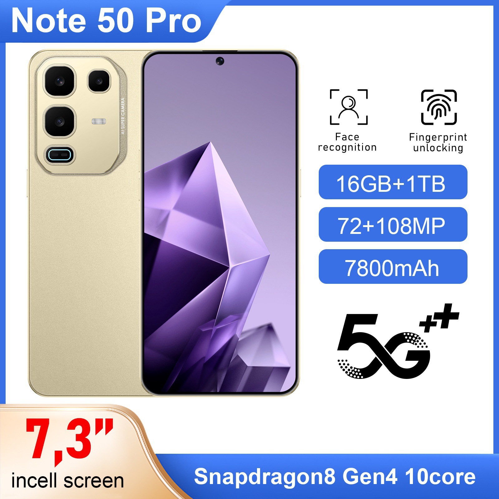 跨境智能手机Note 50 Pro高清大屏16+1T现货安卓手机源头工厂代发