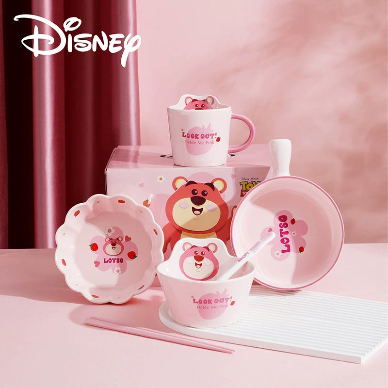 Ceramic Tableware (Disney) Strawberry Bear Spoon & Bowl Set, Handle Mug, Gift Box